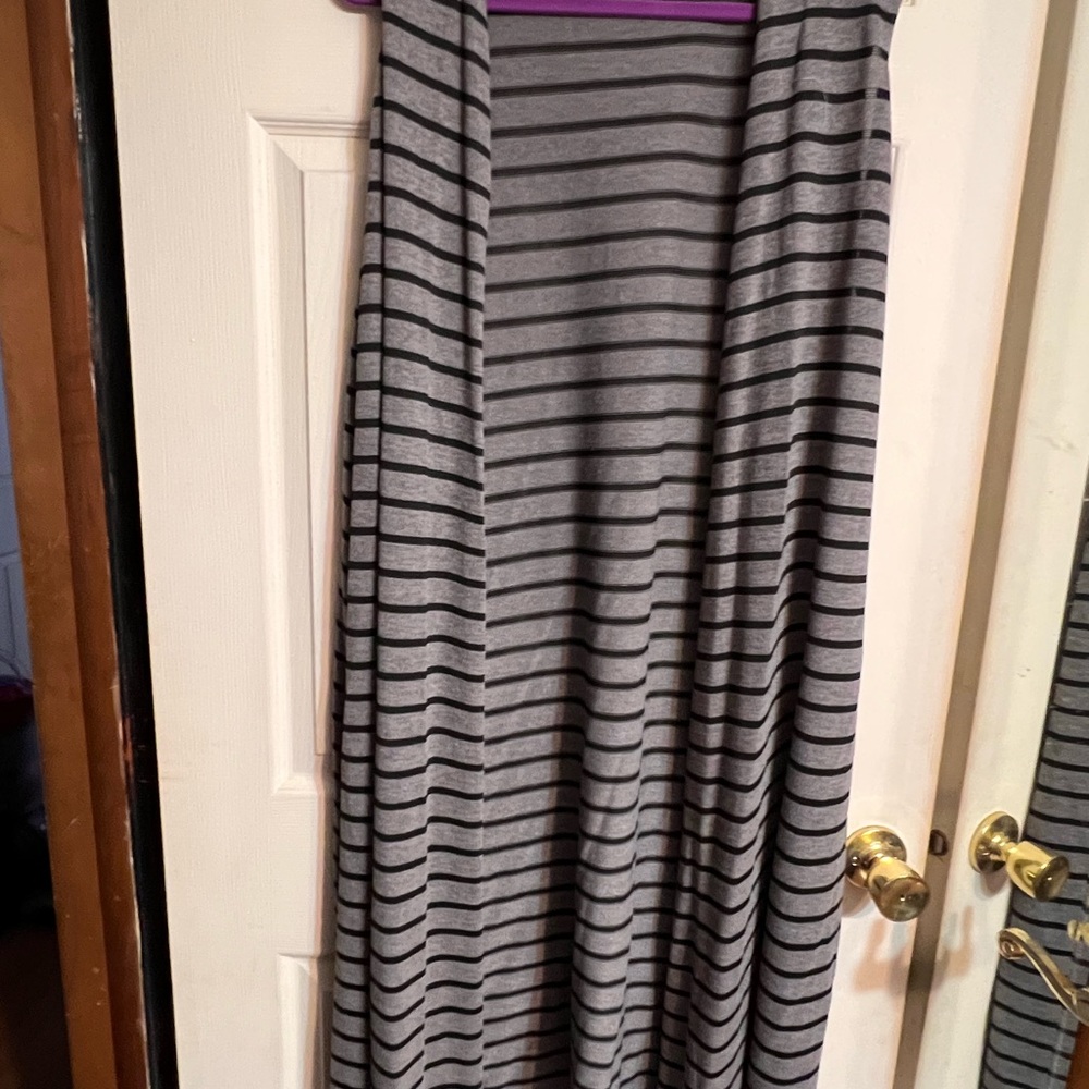 LuLaRoe Gray and Black Striped Cardigan Joy
